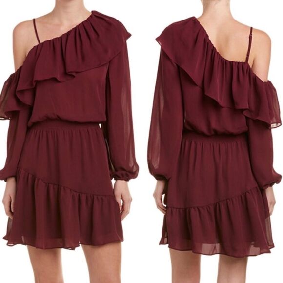 Parker Women's Asymmetric Sleeve A-Line Dress NWT - Picture 2 of 8